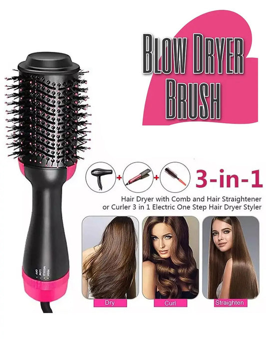 One Step Hair Dryer and Styler – Professional 1200W Hot Air Brush with Heavy-Duty Power Cord & Plug for All Hair Types