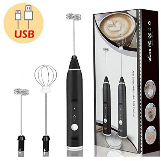 Handheld Electric Milk Frother Whisk Egg Beater USB Rechargeable Coffee Blender Household Milk Shaker Mixer Foamer Food Blender (random color)